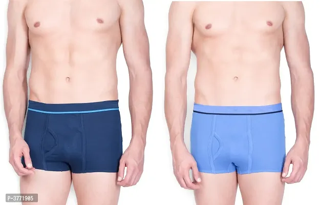 Fancy Multicoloured Solid Cotton Men's Trunks(Pack Of 2)