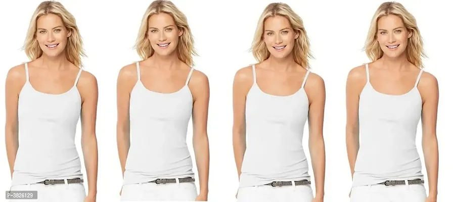 Women White Cotton Regular Camisoles Pack Of 4