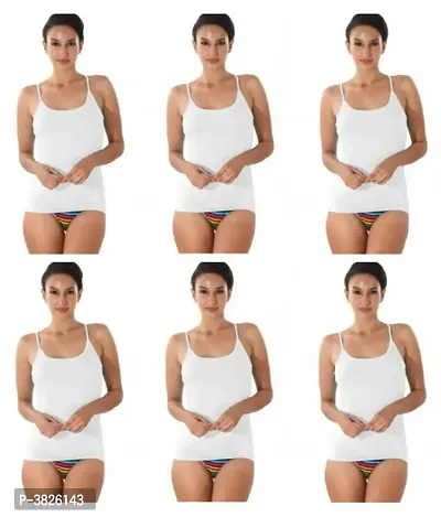 Women White Cotton Regular Camisoles Pack Of 6-thumb0