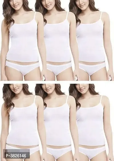 Women White Cotton Regular Camisoles Pack Of 6-thumb0