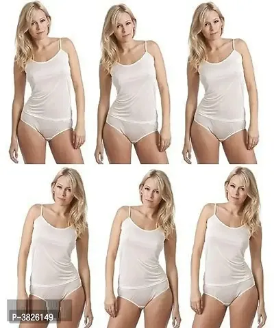 Women White Cotton Regular Camisoles Pack Of 6