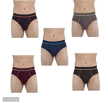 Stylish Multicoloured Cotton Solid Trunks For Men Pack Of 5-thumb0