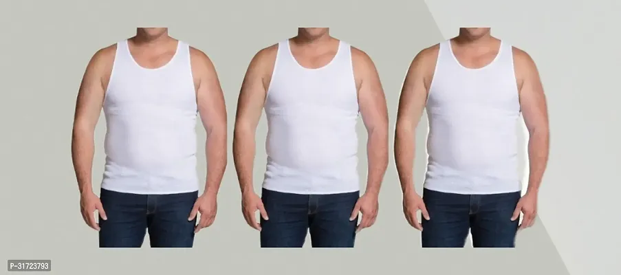 Stylish White Cotton Vest For Men Combo Of 3-thumb0