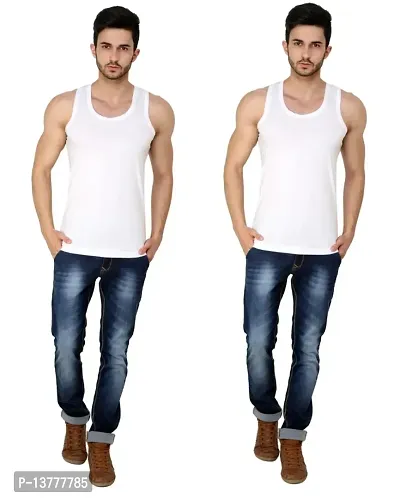 Stylish Cotton Solid Vest For Men Pack Of 2-thumb0