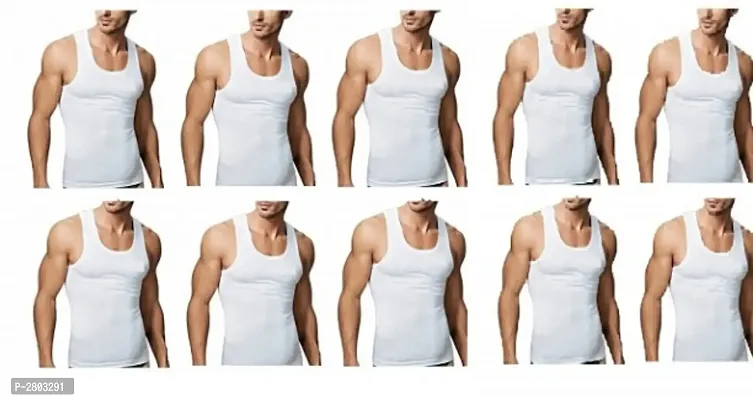 Mens Cotton Solid Vest Combo Of 10-thumb0