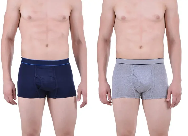 Classic Blend Solid Trunks for Men, Pack of 2-Assorted