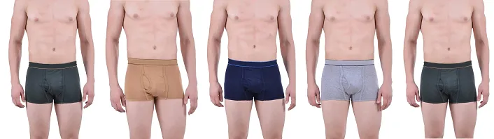 Classic Cotton Blend Solid Trunks for Men,  Pack of 2-Assorted-thumb1