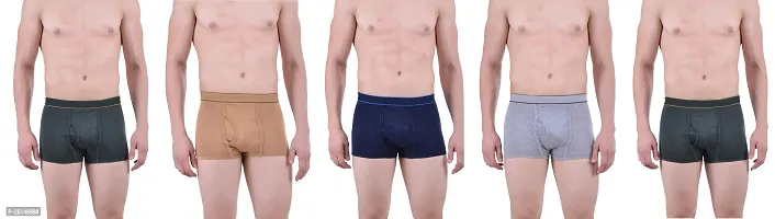 Classic Cotton Blend Solid Trunks for Men,  Pack of 2-Assorted-thumb2