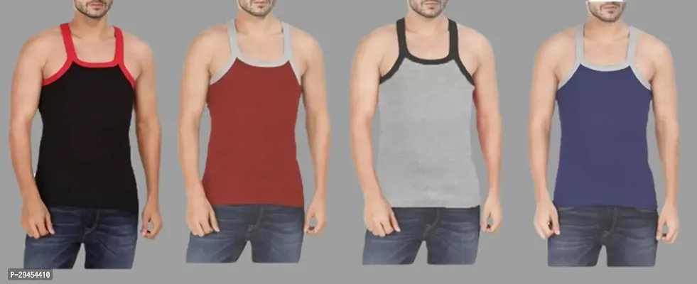 Classic Cotton Blend Vest for Men Pack of 4-thumb0