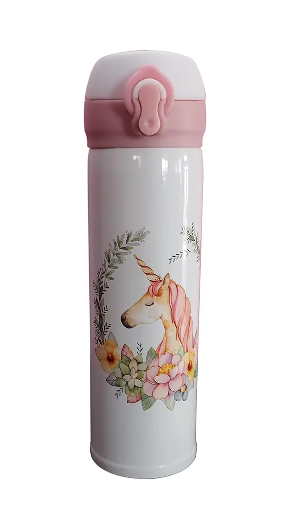 BPA- Free Unicorn cartoon Printed Stainless Steel Insulated Sipper Water  Bottle For Girls / Flask For Kids 