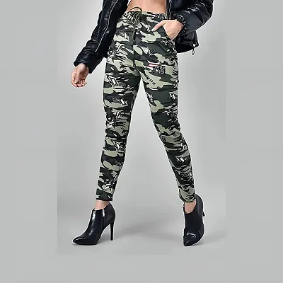 M Moddy Womens Camouflage Print Army Style Stretchable Track Pant Jegging  Jogger Free Size  Size Between