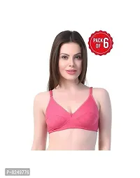 Beautiful Cotton Blend Non Padded Solid Wirefree Everyday Bras Combo For Women Pack Of 6-thumb1