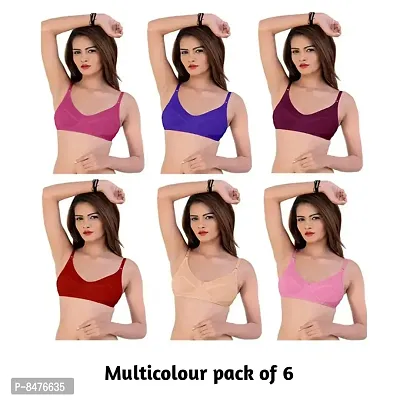 Buy Hothy Women Red Cotton Blend Pack Of 6 Non Padded Bra (36A