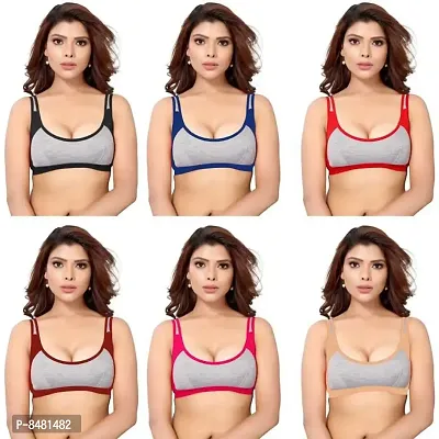 Women And Girls Sports Bra Pack Of 6 Multicolour - 3