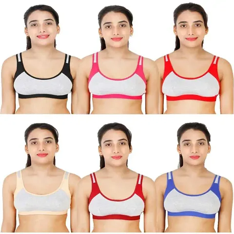 Best Selling Bras!!Pack Of 6 Non Padded Sports Bras