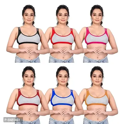 Women And Girls Sports Bra Pack Of 6 Multicolour - 5-thumb0