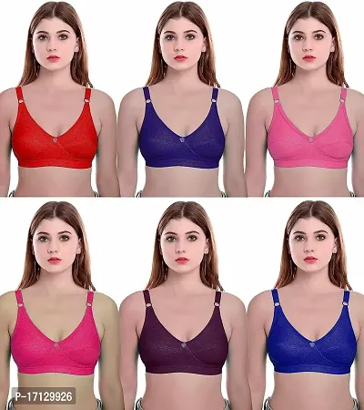 Stylish Multicoloured  Solid Bras For Women Pack Of 6