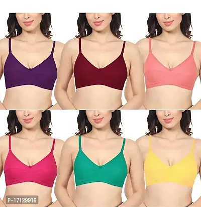 Stylish Multicoloured  Solid Bras For Women Pack Of 6-thumb0