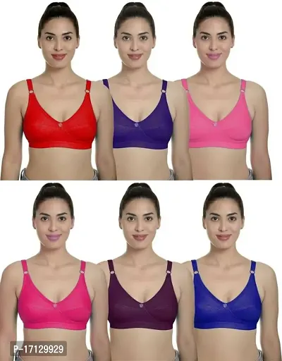 Stylish Multicoloured  Solid Bras For Women Pack Of 6-thumb0