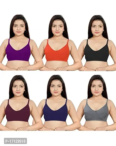 Stylish Multicoloured  Solid Bras For Women Pack Of 6-thumb0