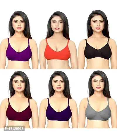 Stylish Multicoloured  Solid Bras For Women Pack Of 6-thumb0