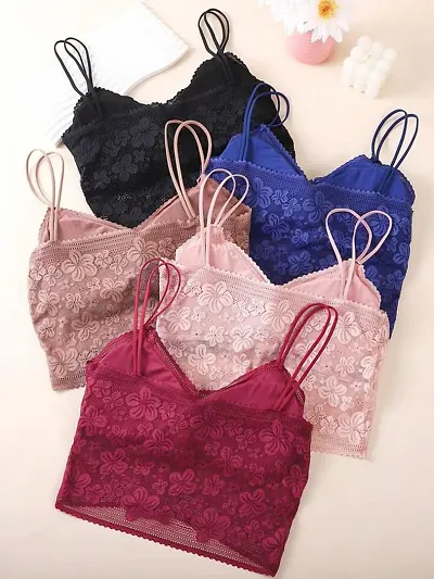 Stylish Net Lace Bras For Women Pack of 4