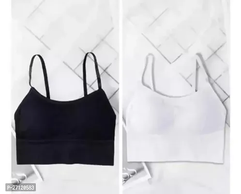 Stylish Cotton Blend Solid Sports Bras For Women Pack of 2