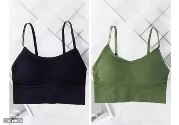 Stylish Cotton Blend Solid Sports Bras For Women Pack of 2