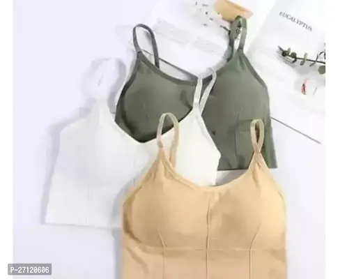 Stylish Cotton Blend Solid Sports Bras For Women Pack of 3-thumb0