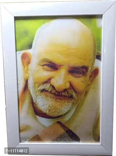 Neem karoli Baba (Neeb Karori) Religious Photo Framed for Wall, Table, Mandir, Home and Office (12.5 x 9 inch) 01-thumb0