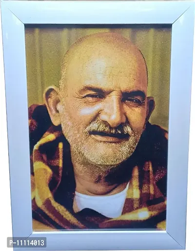 Neem karoli Baba (Neeb Karori) Religious Photo Framed for Wall, Table, Mandir, Home and Office (12.5 x 9 inch) 02-thumb0