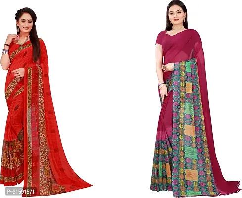 Stylish Multicoloured Georgette Saree With Blouse Piece For Women Pack Of 2-thumb0