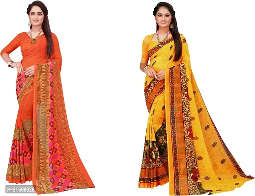 Stylish Multicoloured Georgette Saree With Blouse Piece For Women Pack Of 2-thumb0