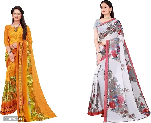 Stylish Multicoloured Georgette Saree With Blouse Piece For Women Pack Of 2-thumb0