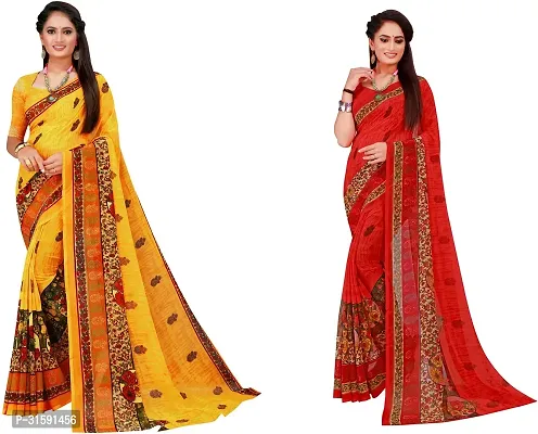 Stylish Multicoloured Georgette Saree With Blouse Piece For Women Pack Of 2-thumb0