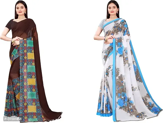 Stylish Multicoloured Georgette Saree With Blouse Piece For Women Pack Of 2