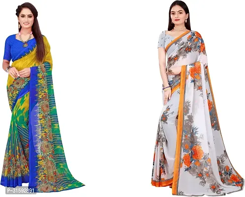 Stylish Multicoloured Georgette Saree With Blouse Piece For Women Pack Of 2-thumb0