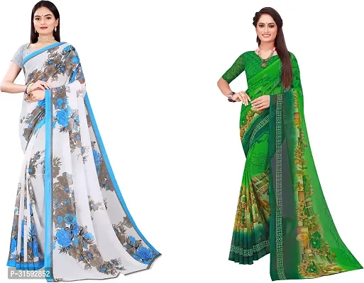 Stylish Multicoloured Georgette Saree With Blouse Piece For Women Pack Of 2-thumb0