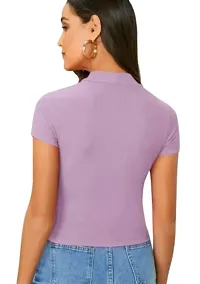 Elegant Purple Cotton Blend Solid Regular Length Top For Women-thumb1