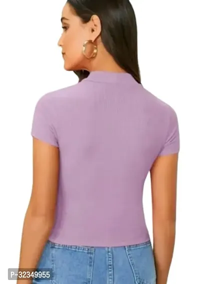 Elegant Purple Cotton Blend Solid Regular Length Top For Women-thumb2