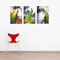 Sticker Studio Couple Peacock Canvas Art Painting, MDF Wood - Print Laminated Frame, Perfect For Home Decor And Wall Decorations ? Gift Item - Pack of 3 (size - 12 x 8 inches) Multicolour-thumb2