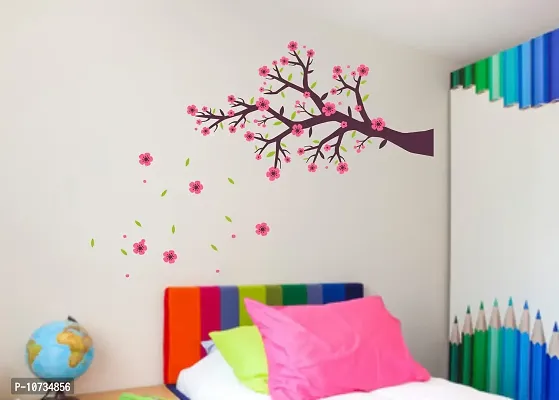Wall Sticker (Pink Flower,Surface Covering Area - 91*129 cm), Sticker for Wall-thumb0