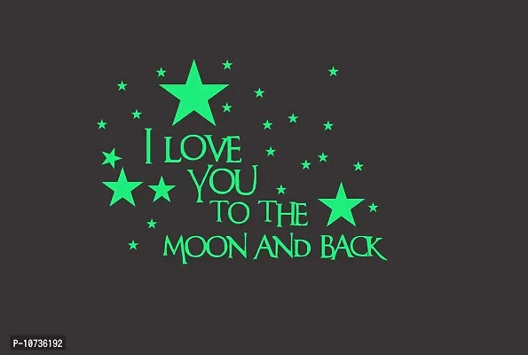 Sticker Studio Glow in The Dark I Love Moon Radium Night Glow Wall Sticker-thumb2