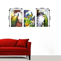 Sticker Studio Couple Peacock Canvas Art Painting, MDF Wood - Print Laminated Frame, Perfect For Home Decor And Wall Decorations ? Gift Item - Pack of 3 (size - 12 x 8 inches) Multicolour-thumb4