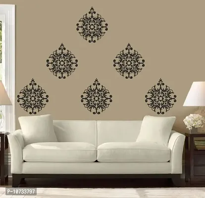 Sticker Studio PVC Vinyl Lakshmi Motif Wall Sticker (Black, Surface Covering Area - 180 x 150 cm) - 6 Qty