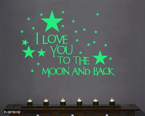 Sticker Studio Glow in The Dark I Love Moon Radium Night Glow Wall Sticker-thumb5