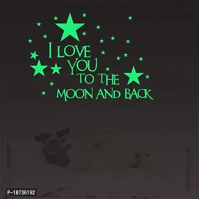 Sticker Studio Glow in The Dark I Love Moon Radium Night Glow Wall Sticker