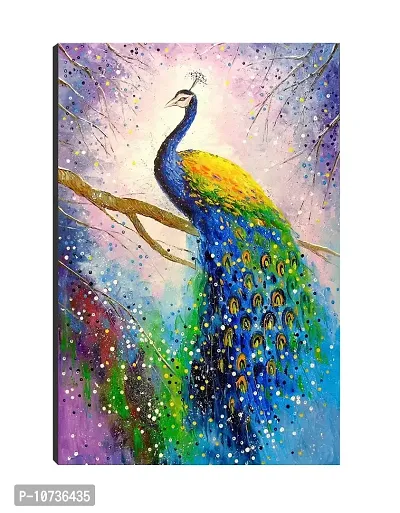 Sticker Studio Peacock Canvas Art Painting, MDF Wood - Print Laminated Frame, Perfect For Home Decor And Wall Decorations ? Gift Item - Pack of 1 (size - 12 x 18 inches) Multicolour-thumb2