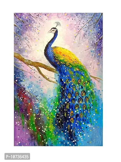 Sticker Studio Peacock Canvas Art Painting, MDF Wood - Print Laminated Frame, Perfect For Home Decor And Wall Decorations ? Gift Item - Pack of 1 (size - 12 x 18 inches) Multicolour-thumb0