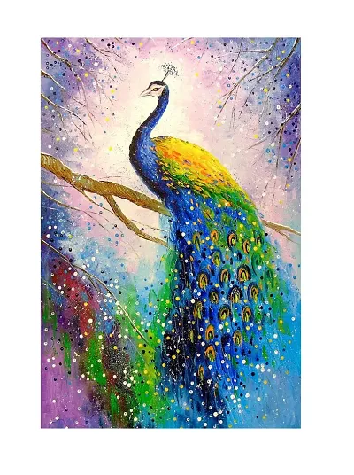 Sticker Studio Peacock Canvas Art Painting, MDF Wood - Print Laminated Frame, Perfect For Home Decor And Wall Decorations ? Gift Item - Pack of 1 (size - 12 x 18 inches) Multicolour